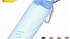 Air Water Up Bottle with Flavor Pods, 32 oz Water Bottles with Straw, Leakproof & BPA Free, Wide Mouth and Fast Water Flow Motivational Drinking Sports Water Bottle - Blue