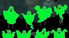 8 Pcs Halloween Yard Signs Ghost Outdoor Yard Signs with Stakes Glow in The Dark Halloween Decorations Outdoor Spooky Luminous Scary Lawn Sign for Holiday Garden Home Party Decor