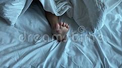 Two Young Girls Under Bed Sheets and Kick Out Their Feet and Play Feet To Feet Stock Footage - Video of sheets, young: 259124808