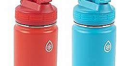 ThermoFlask 16 oz Double Wall Vacuum Insulated Stainless Steel 2-Pack of Water Bottles, Red/Blue