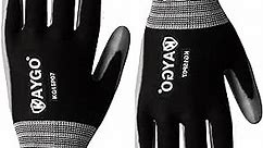 KAYGO Work Gloves PU Coated-60 Pairs, KG15P,Nylon Lite Polyurethane Safety Work Gloves, Gray Polyurethane Coated, Knit Wrist Cuff,Ideal for Light Duty Work(Small (60Pairs), Black)