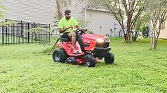 Craftsman T100 riding lawn mower in action