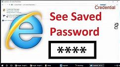 How to Lookup Saved Password in Internet Explorer: See the saved passwords in Internet Explorer (IE)
