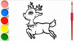 How to Draw Rudolph | Christmas Coloring Drawing For Kids Art Easy