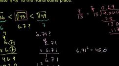 Approximating square roots to hundredths
