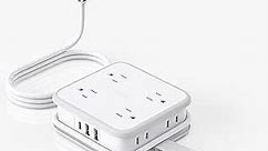 NTONPOWER Flat Plug Power Strip, 8 Outlets and 3 USB (1 USB C), 3 Side Outlet Extender, 5 ft Extension Cord with Multiple Outlets, Wall Mount, Overload Protection, Compact Power Strip for Home Office