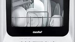 COMFEE' Countertop Dishwasher, Portable Dishwasher with 5L Built-in Water Tank, No Hookup Needed, 6 Programs, 360° Dual Spray, 192℉ Steam& Air-Dry Function, Mini Dishwasher for Apartments& RVs, White