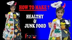 Healthy & junk food fancy dress / how to make ?/food angel and devil 1st prize/DIY