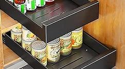 Pull Out Cabinet Organizer Fixed With Adhesive Nano Film,Heavy Duty Storage and Organization Slide Out Pantry Shelves Sliding Drawer Pantry Shelf for Kitchen,Living Room,Home, 11.8"W x16.9"D x 3.1"H