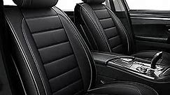CAPITAUTO Leather Car Seat Covers, Waterproof Faux Leatherette Cushion Cover for Cars SUV Pick-up Truck Universal Fit Set for Auto Interior Accessories(Black Full Set)