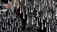 Christmas Lights Outdoor, Meteor Shower Lights 12 inch 8 Tubes Snow Falling Rain Cascading Icicle Lights for Xmas Tree, Christmas Decorations Outdoor, Luces de Navidad para Exterior (White)