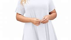 LARACE Plus Size Blouse for Women Short Sleeve Casual Shirt Tunic Tops Down Neck T-Shirt Loose Shirt