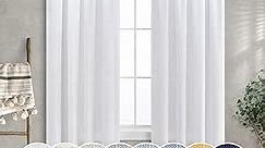 Mrs.Naturall White Curtains 60 Inch Wide for Living Room 2 Panels Set Rod Pocket Extra Large Drapes Semi Sheer Linen Room Dividing Curtain for Patio Sliding Glass Door Family Room Apartment 60x96 Long