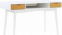 Linon Modern Scandinavian White and Natural Drake Desk