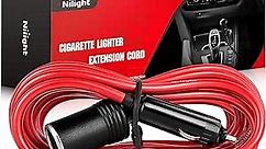 Nilight 10003W 14 Ft Male-to-Female Extension Cord Cable Heavy Duty 12V/24V Car Charger with Cigarette Lighter Socket,2 Years Warranty, red