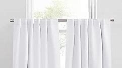 PONY DANCE Window Valances Set - Short Tier Curtains Thermal Drapes for Home Decoration Energy Saving for Bathroom Kitchen, 52‘’ x 36 ‘’ in , Pure White, 2 PCs