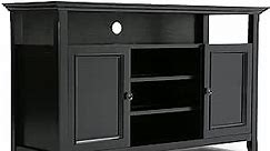 SIMPLIHOME Amherst SOLID WOOD Universal TV Media Stand, 54 Inch Wide, Transitional, Living Room Entertainment Center, Storage Cabinet and Shelves, For Flat Screen TVs up to 60 Inches in Black