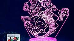 Night Light for Kids Cool Gifts 3D Mermaid Lamp with Remote & Smart Touch 7 Colors + 16 Colors Changing Dimmable Kids Toys for 5 6 7 8 9 11 12 Year Old Girls Christmas Birthday Gifts