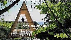 Building A-frame cabin. Part 7. The frame of the gables, the terrace and the bottom of the house.