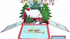 Musical Christmas Card 3D Pop Up Christmas Card With Lights Popup Christmas Greeting Card Christmas Party Favors Santa Claus Card Christmas Gift Merry Christmas Music Card with Note Card and Envelope