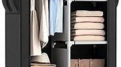 ROJASOP Portable Closet Wardrobe Closet for Hanging Clothes with 6 Storage Shelves, 1 Hanging Rod and 4 Pockets, Free Standing Closet Clothes Organizer for Bedroom, Sturdy and Easy Assemble