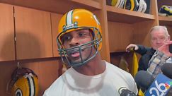 Packers WR Jayden Reed Wears Toy Helmet