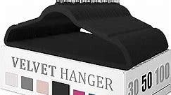 Premium Velvet Hangers 50 Pack, Heavy Duty Study Black Hangers for Coats, Suit & Dress - Non Slip Clothes Hanger Set - Space Saving Felt Hangers for Clothing