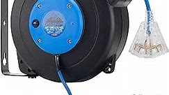 Retractable Extension Cord Reel - Ceiling or Wall Mount - 12 Gauge - Blue and Black