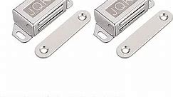 JQK Magnetic Door Catch, Heavy Duty Magnet Latch Cabinet Catches for Cabinets Shutter Closet Furniture Door, Stainless Steel 30 lbs Silver (2 Pack), CC101-P2