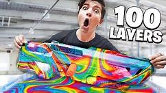 We Hydro Dipped a Nerf Blaster 100 Times! (100 Layers Challenge)