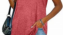 MOSHU Summer Womens Tank Tops U Neck Casual Flowy Sleeveless Shirts for Women