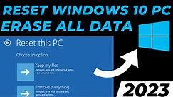 Reset windows 10 PC remove everything to factory settings | How to erase all data 2024
