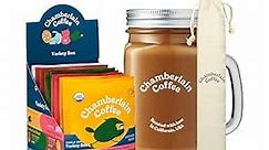Chamberlain Cold Brew Starter Pack - DIY Cold Brew Kit - 10 Pack of Single Serve Coffee, Cold Brew Mason Jar, Reusable Stainless Steel Straws - Cold Brew at Home