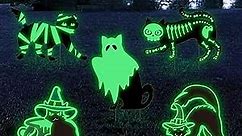 Halloween Yard Decorations Outdoor Signs - 5pcs Black Cat Halloween Decor Yard Signs with Stakes, Mummy Ghost Witch Skeleton Cat Glow in Dark for Halloween Party Supplies Garden Lawn Decorations