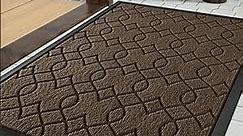 Yimobra Durable Front Door Mats, Heavy Duty Water Absorbent Mud Resistant Easy Clean Entry Outdoor Indoor Rugs,Non Slip Backing, Exterior Mats for Outside Patio Porch Farmhouse, 29.5 x 17, Brown