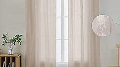 Joydeco Linen Sheer Curtains 72 Inch Length 2 Panels Set, Rod Pocket Sheer Curtain Drapes, Voile Window Treatments for Bedroom Living Room (54x72 inch，Cross Pattern)