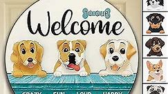 14 Inch Large Dog Welcome Home Sign for Front Door, Interchangeable Welcome Signs with 10 Dog Hangers, 3D Doggy Door Signs Hanging Home Decor for house entrance Front porch,Dog Lovers Gifts