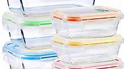 Glass Food Storage Containers with Lids - 6 Pack, 2 Sizes (35 Oz, 12 Oz) … (Transperent)