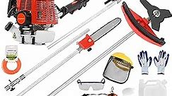 5 in 1 Multi Functional Trimming Tools - Gas Hedge Trimmer,Weed Eater,String Trimmer,Chainsaw, Brush Cutter, 52cc Gas Powered Lawn Mowers for Lawn Care Shipping from US