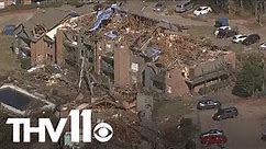 Helicopter shows miles of storm damage | Arkansas tornadoes