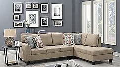 Upholstered Sectional Sofa with 4 Cushions, Modern Tufted Micro Cloth L-Shaped Sofa Couch, with Memory Foam, 5 Seat Modular sectional Sofa with Reversible Chaise - Saddle - Oliver & Smith