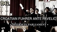 Croatian Führer Ante Pavelić - Speech in parliament 1942. (english subtitles)
