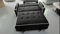 Modern Convertible Futon Sofa Bed W/USB Charge Ports,Pockets and Cupholders, Velvet Loveseat Sofá with Pull Out Sleeper Sofabed, 2 Seater Sofa&Couch 3 in1 Love Seat for Small Space Living Room