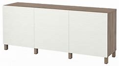 BESTÅ storage combination with doors, walnut effect light gray/Laxviken/Stubbarp white, 707/8x161/2x291/8" - IKEA