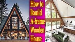 Building our A-frame wooden house (building walls, and building a balcony on the first floor)