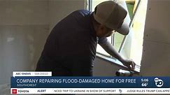 Drywall company repairing flood-damaged home