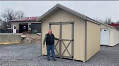 This 10x14 A-Frame silver line storage barn is on sale for $4180.00 because of a corner being damaged. You save $500! | Esh's Storage Barns