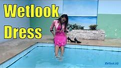 Wetlook girl Dress | Wetlook heels | Wetlook girl swims in clothes in the pool