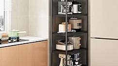 5 Tier Storage Shelves with Rolling Wheels,Kitchen Bread Rack,Small Storage Rack Shelf for Corner of The Kitchen Bathroom Living Room Garage Office,Microwave Cart Kitchen Stand.
