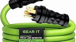 GearIT 50-Amp Generator Extension Cord (10 Ft) Inline NEMA 14-50P to SS2-50R Twist Lock Connector STW 6/3+8/1 AWG 125/250V for 50A Power Inlet Box, RV Camper, Generator to House - 10 feet